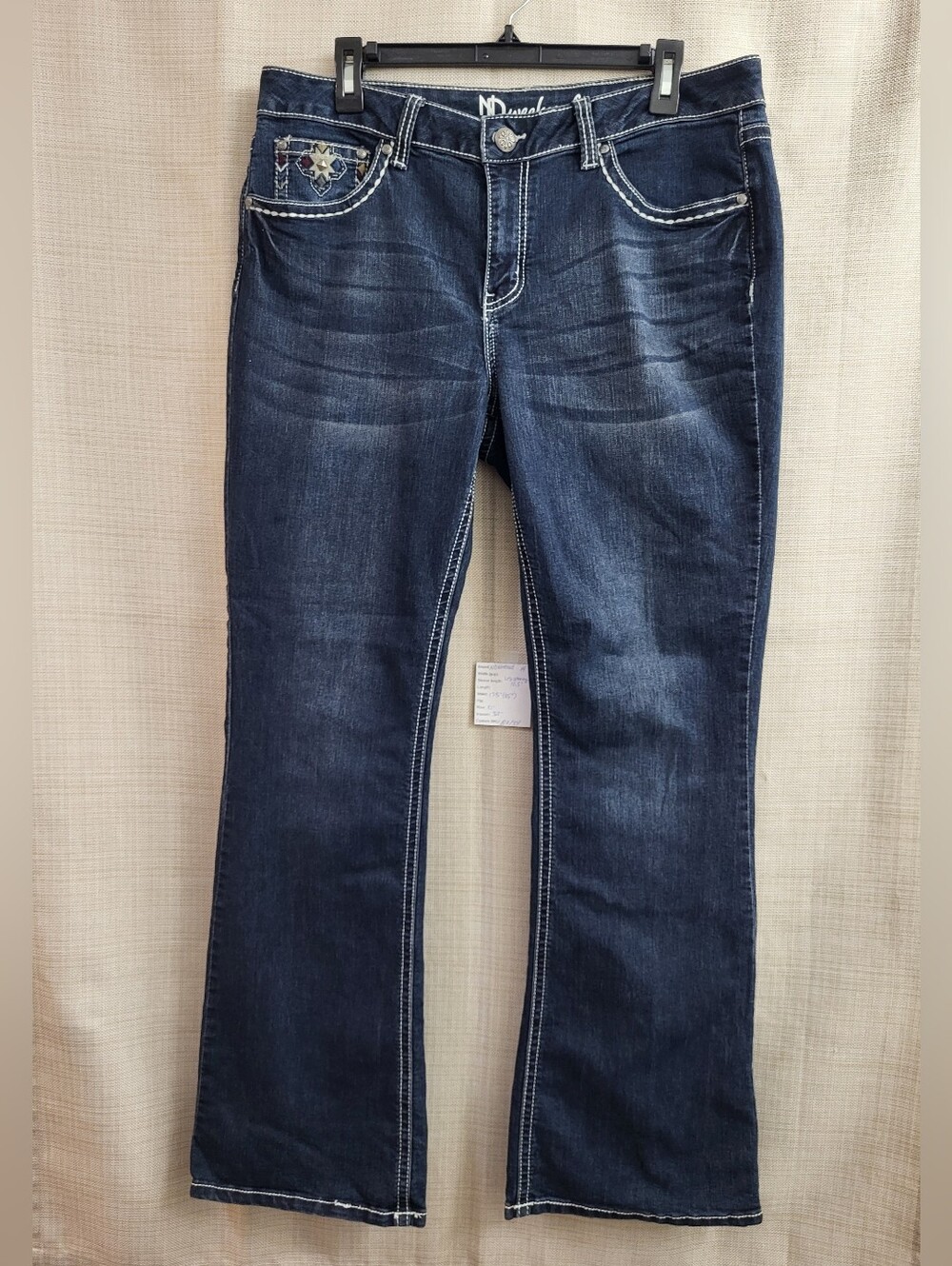 ND Weekend‎ Women's Blue Jeans Boot Cut Cowgirl Southwest Embellished Size 14